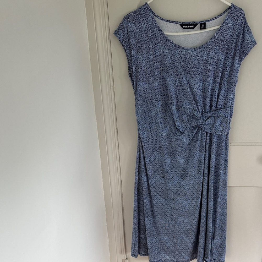 Lands' End Blue Patterned Midi Dress